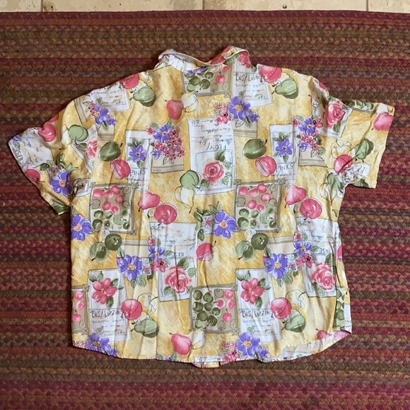 VTG COTTAGE CORE GRANDMA FRUIT FLORAL FARM BUTTON UP - Picture 4 of 4